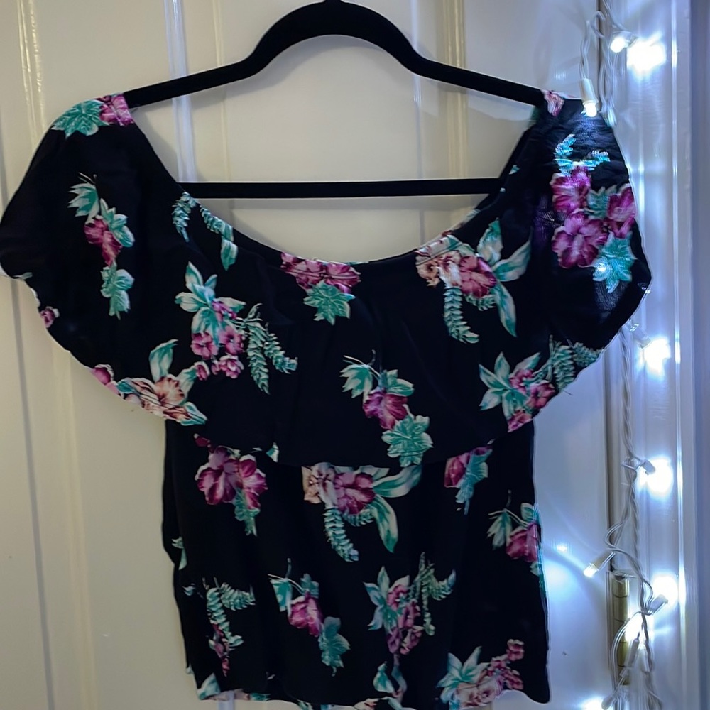 Floral off the shoulder blouse.